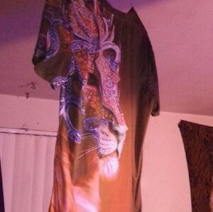 Men's Majestic Lion Tee - Brown and Orange